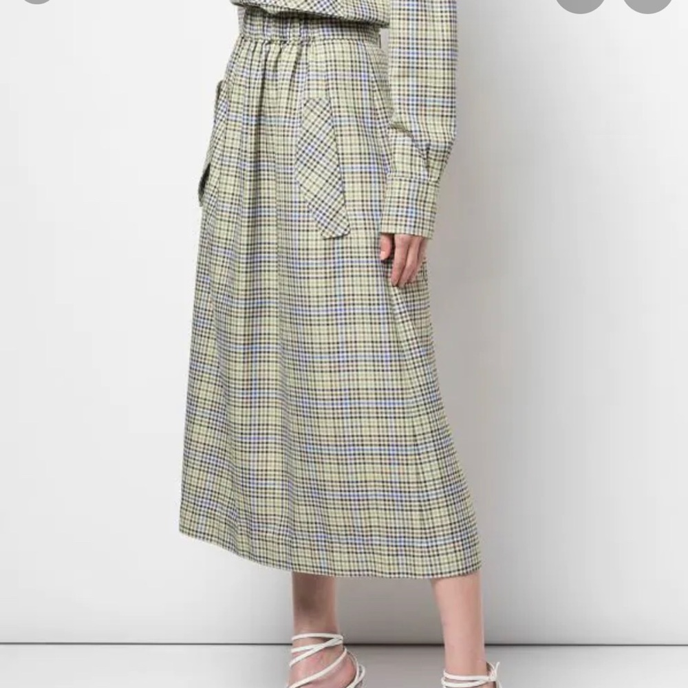 Tibi Checked Midi Skirt